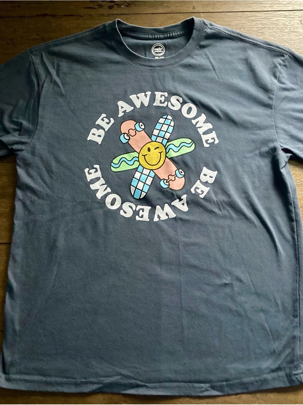 Wonder Nation Navy Graphic 'Be Awesome' Smile T-shirt